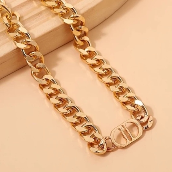 NEW CD Gold Tone Choker or Necklace CC, CID or Whatever Letter Combo You Want - Picture 3 of 6